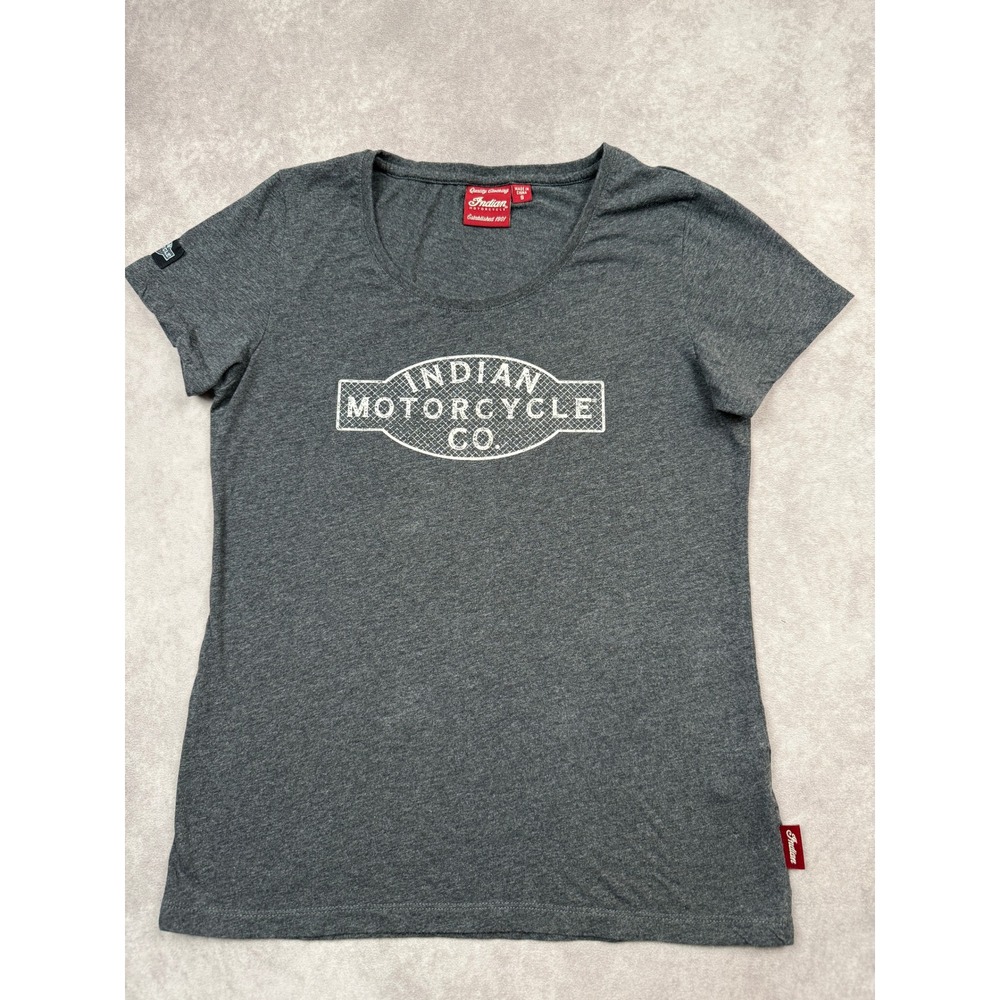 Indian Motorcycle Co Women S Gray Short Sleeve Graphic T-Shirt Cotton Heritage‎